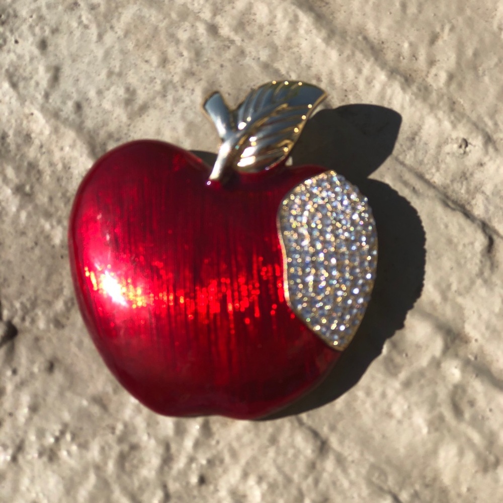 Anne Klein apple brooch pin teacher gift